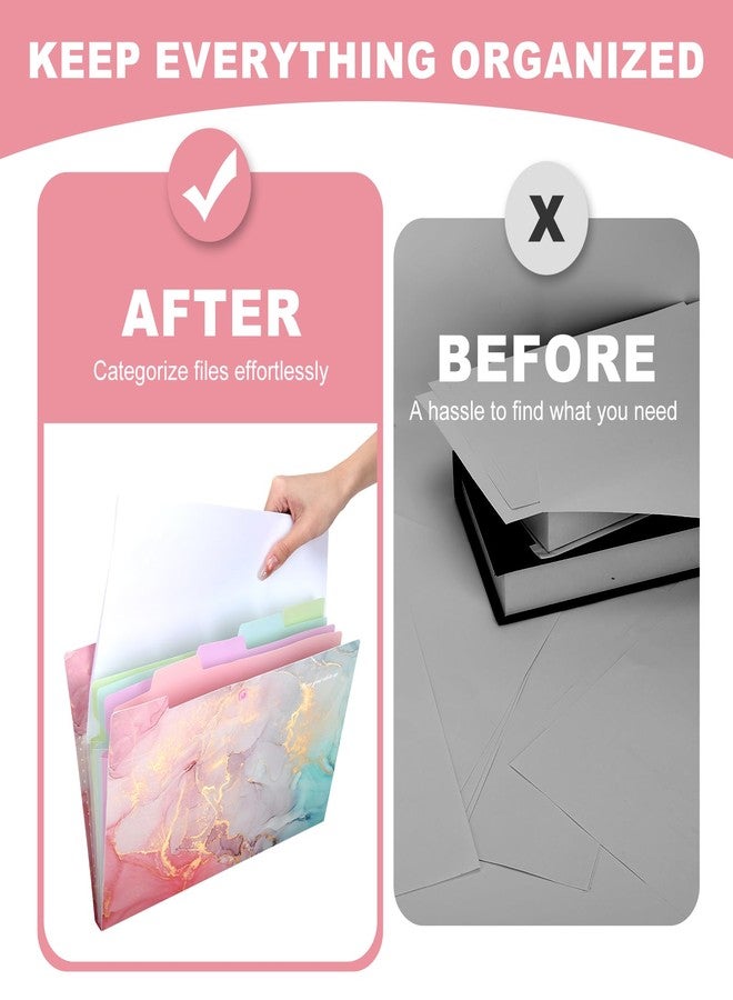 Ddaowanx Expanding File Folder, Letter A4 Size Accordion Plastic File Organizer, 5 Pocket Folders for Documents, Aesthetic Folder with Labels, Paper Organizer for School Office (Purple Marble) - Image 5